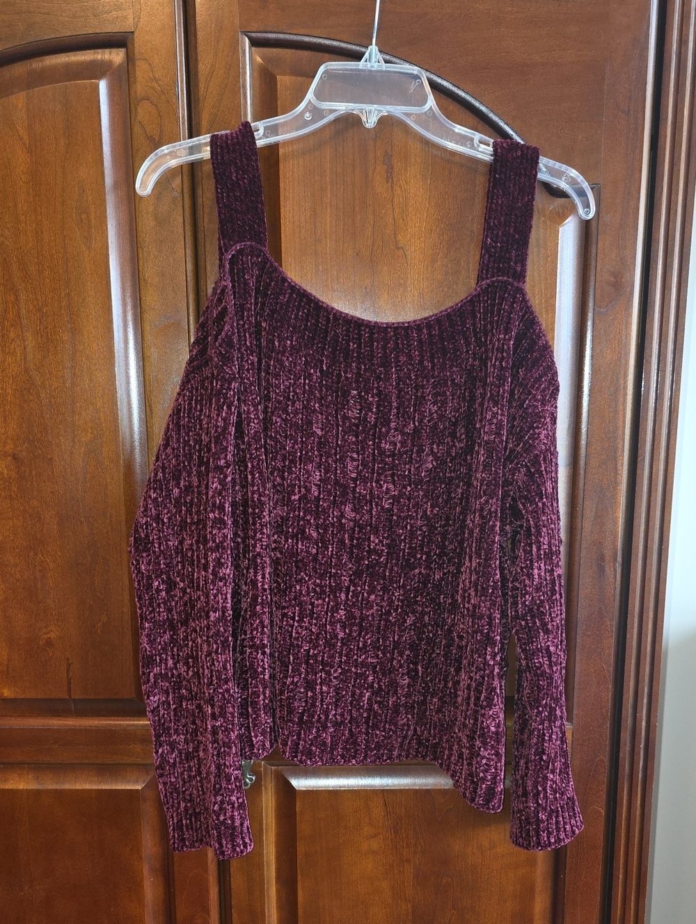 VENUS Velour Knit Cold-Shoulder Sweater XL
